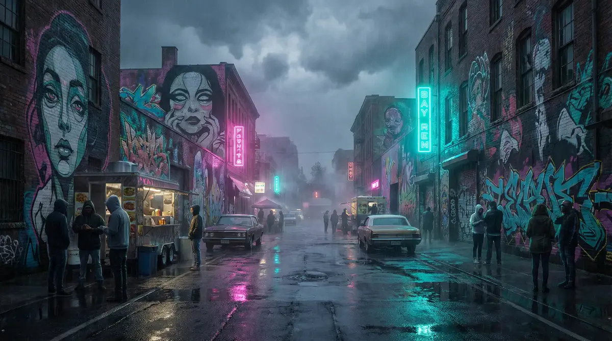 无人区码卡二卡乱码 - 雨夜壁画街